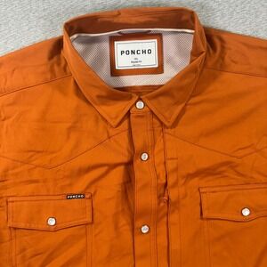Poncho Outdoors Pearl Snap Shirt Mens 3XL Orange Regular Western Performance